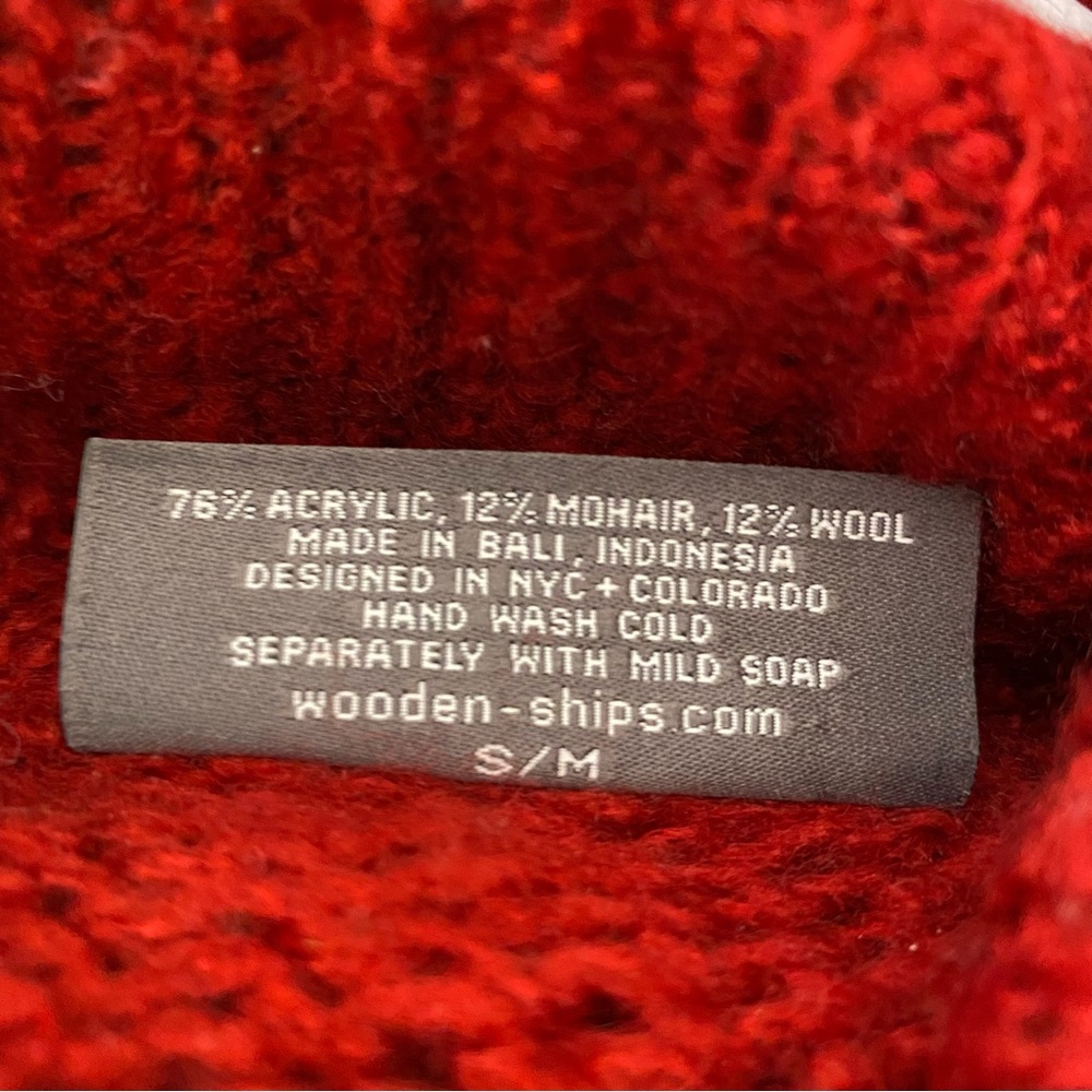 Wooden Ships Wool Blend Red Knit Oversized Cowl Neck Sweater - Picture 8 of 8